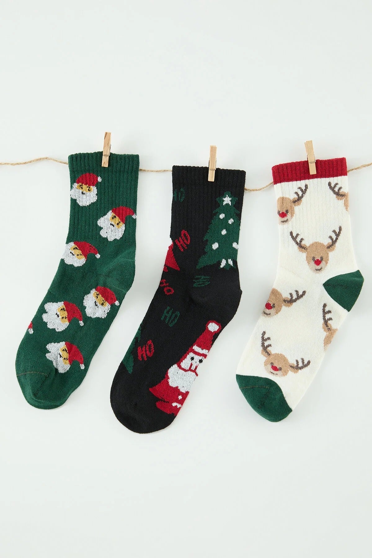 3 Pack Christmas Themed Jacquard Knit Socks
