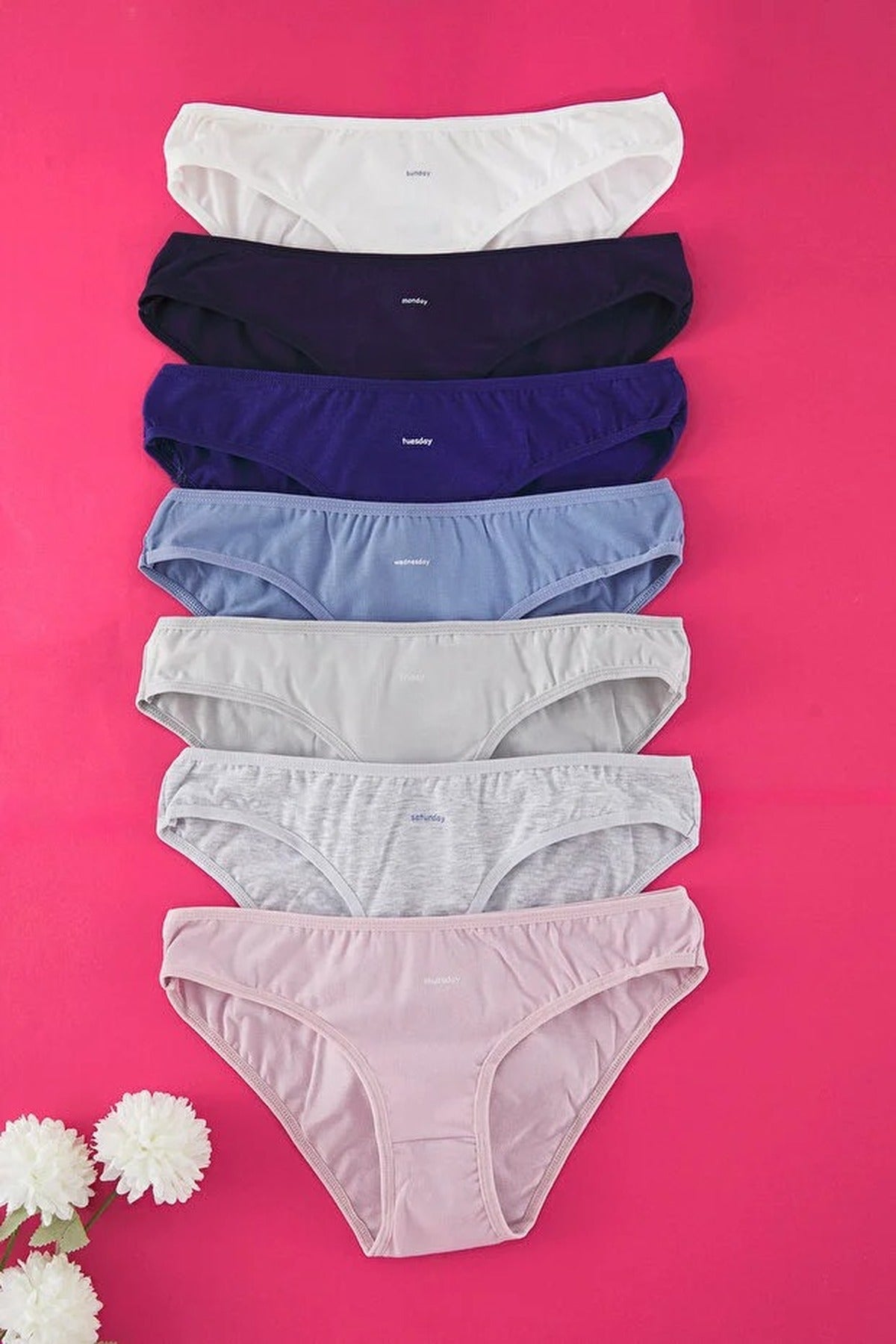 7-Pack Cotton Classic Knitted Panties with Slogan
