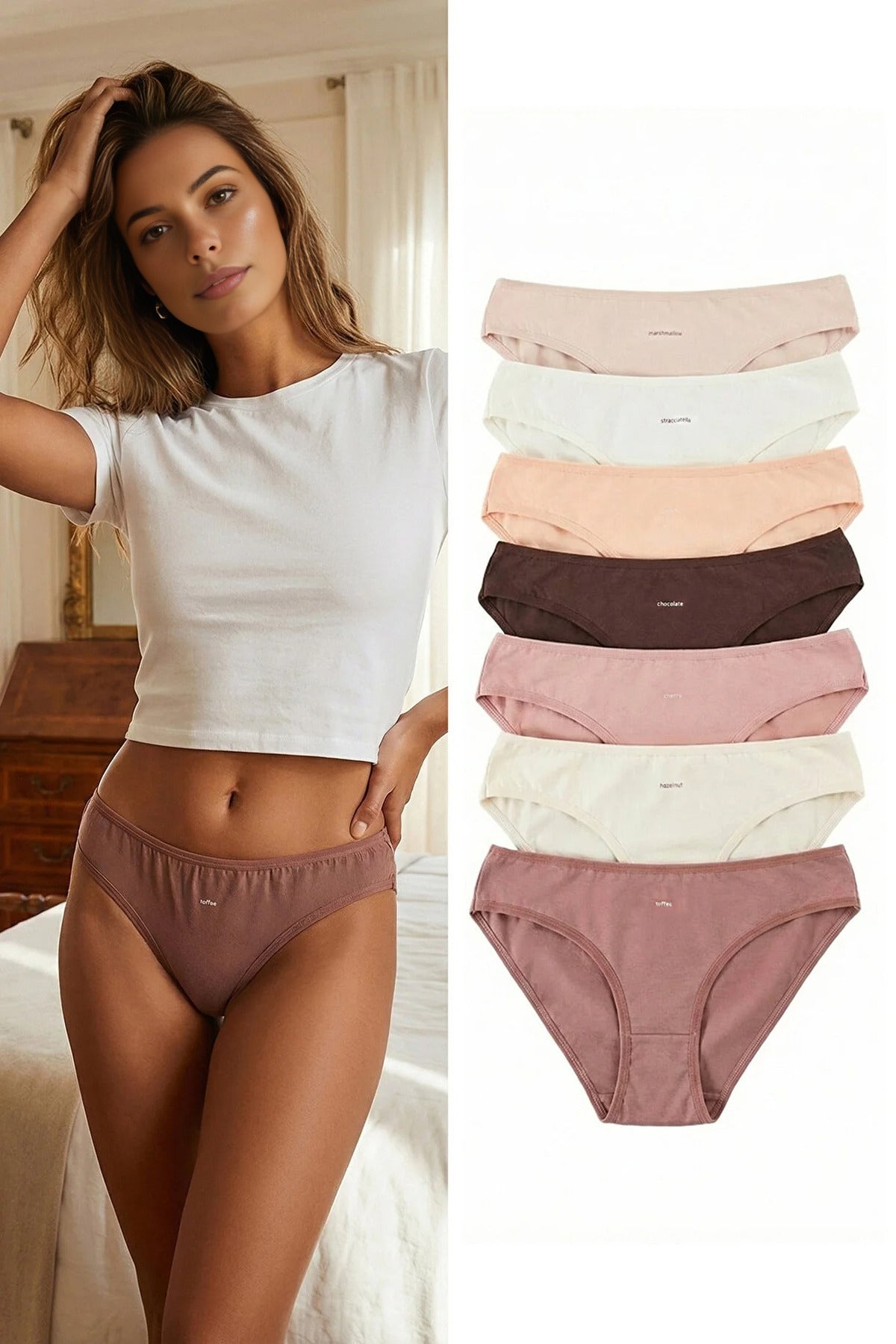 7-Pack Cotton Classic Knitted Panties with Slogan