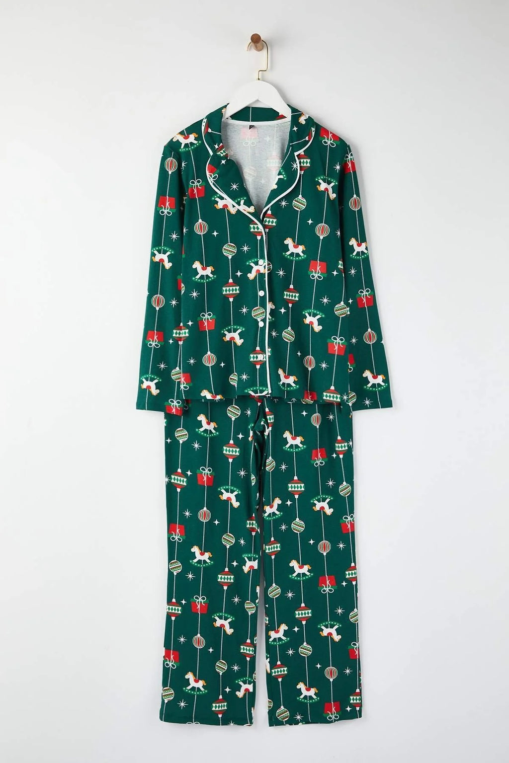 Christmas Themed Collared Long Sleeve Pyjama Set