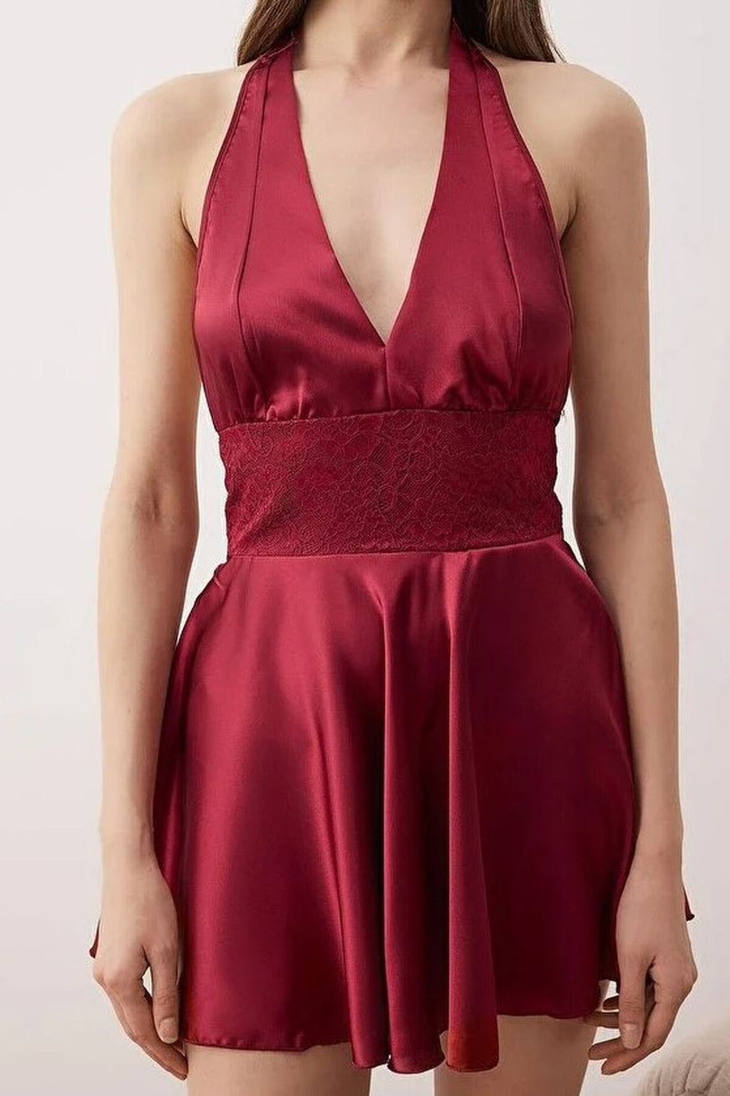 Lace Detail Satin Woven Nightdress