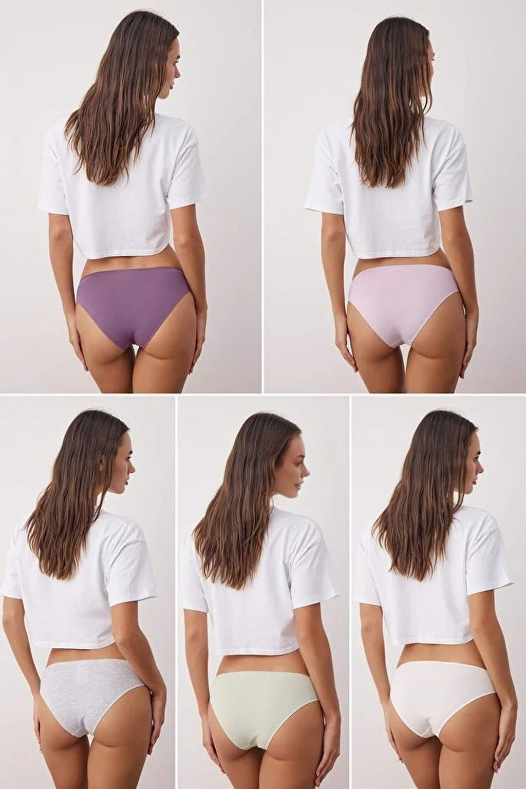 5-Pack Cotton Lace Classic Knitted Panties with Bow and Gathered Detail