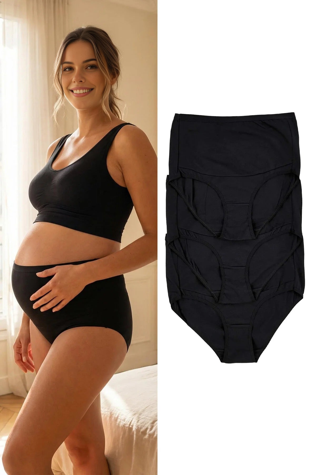 3-Pack Cotton Lycra Hipster Knitted Maternity Panties