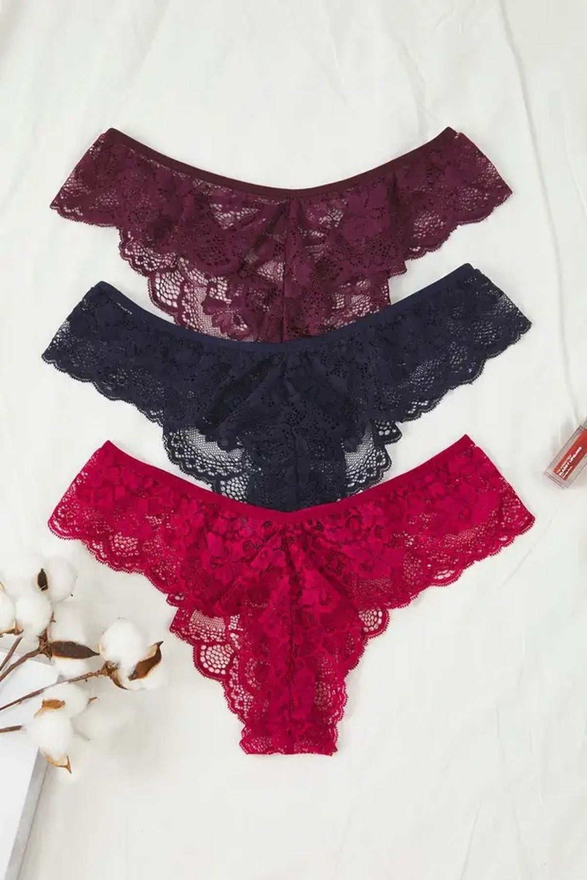 3-Pack Lace Brazilian Knit Panties