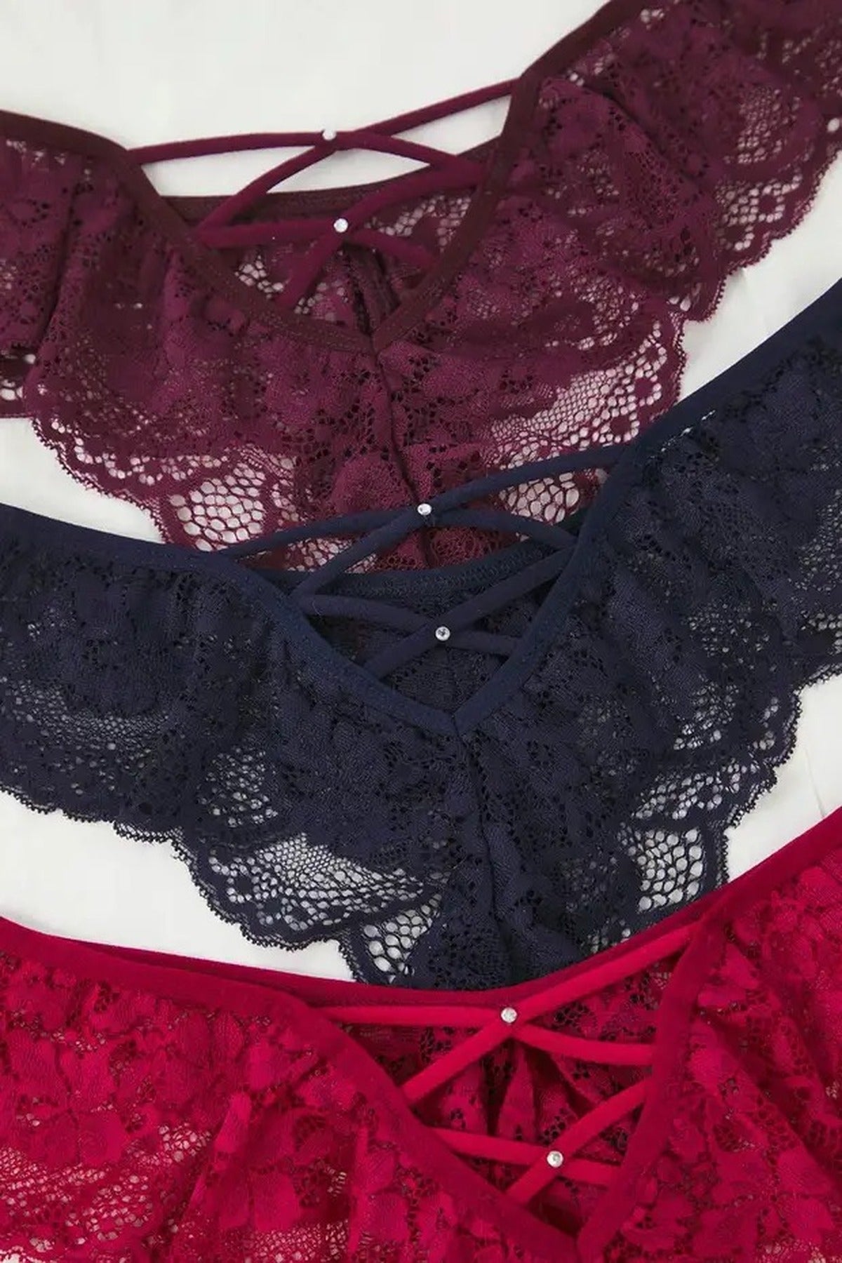 3-Pack Lace Brazilian Knit Panties