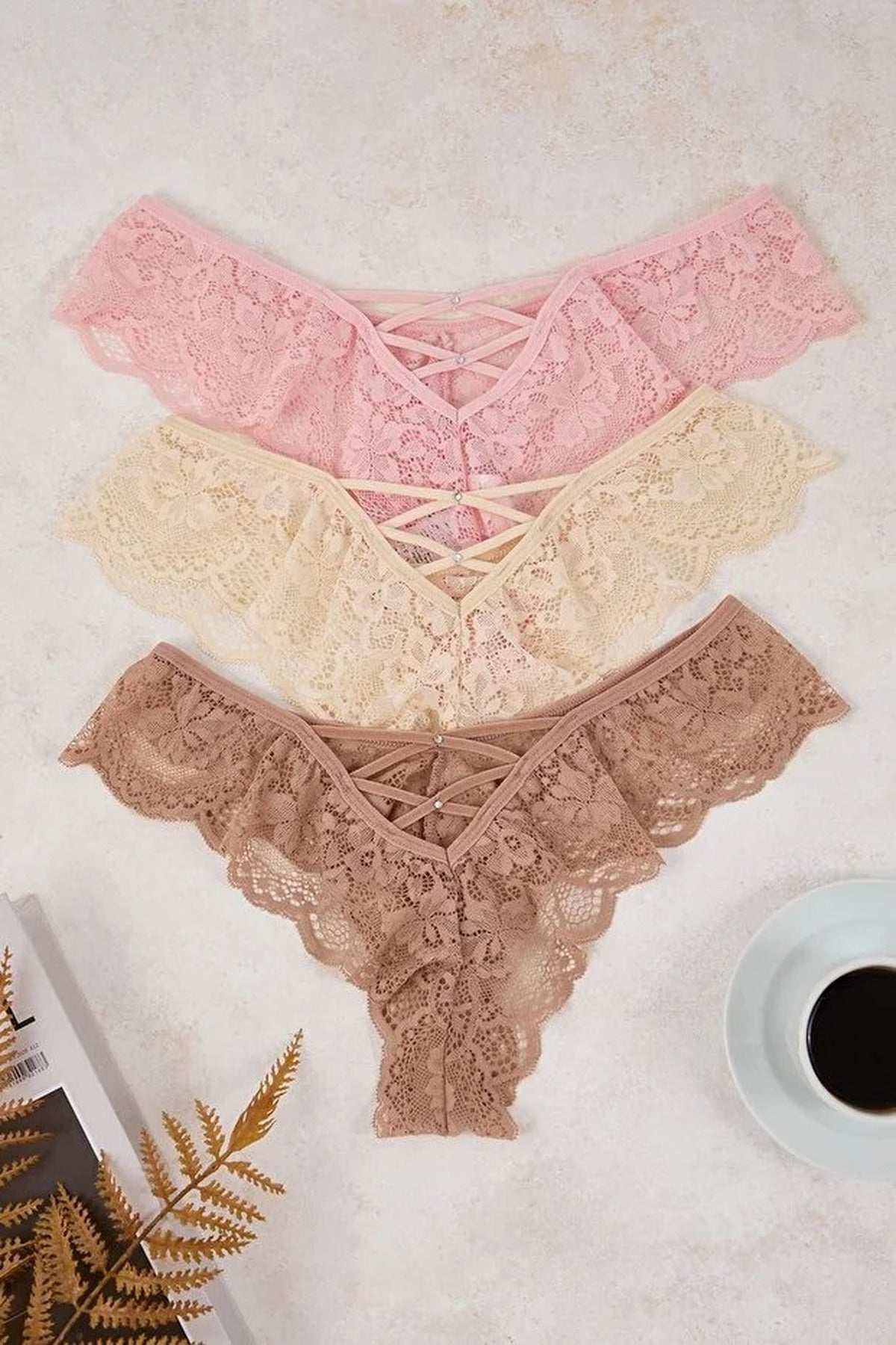 3-Pack Lace Brazilian Knit Panties
