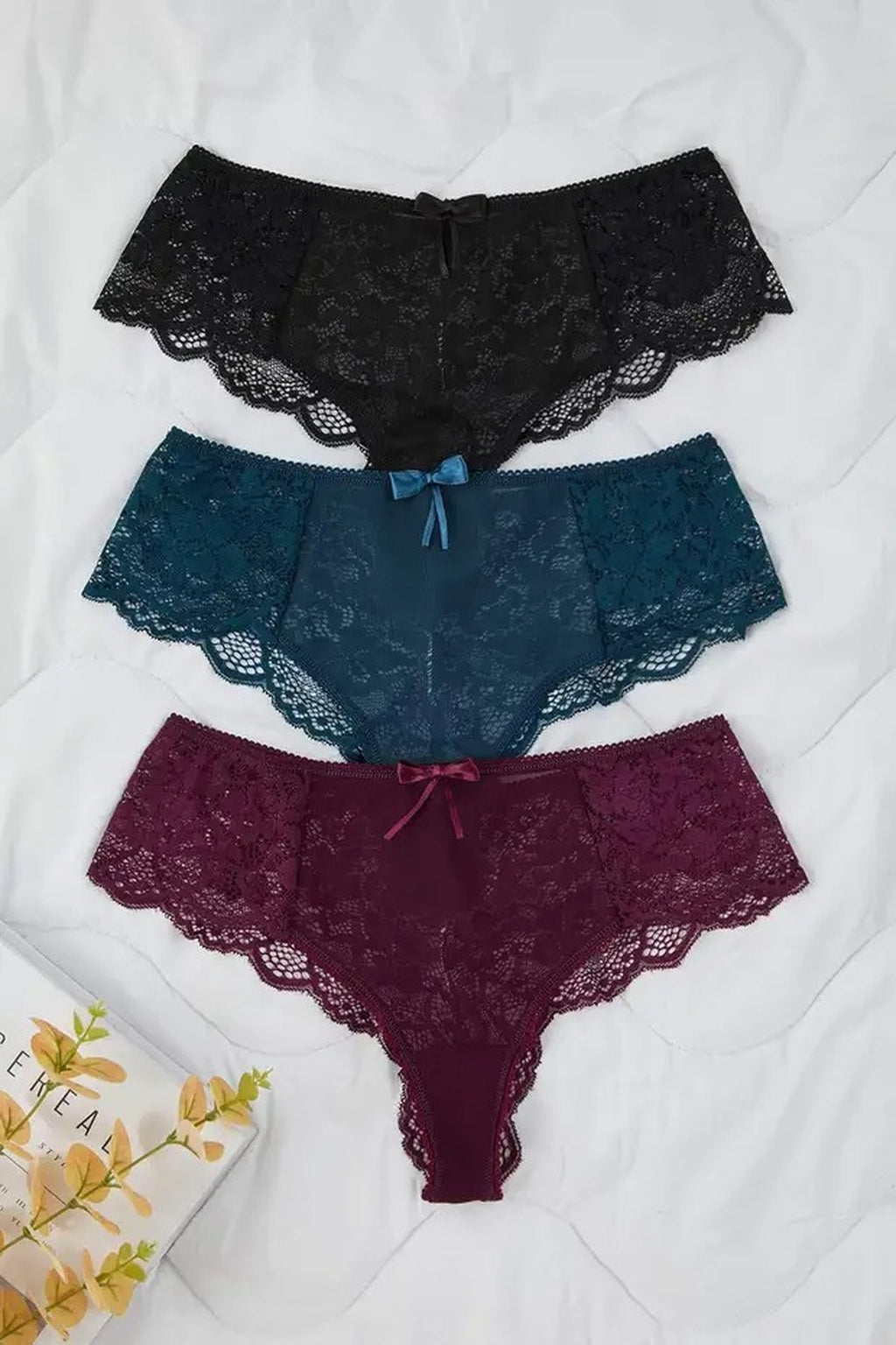 3-Pack Lace Brazilian Knit Panties