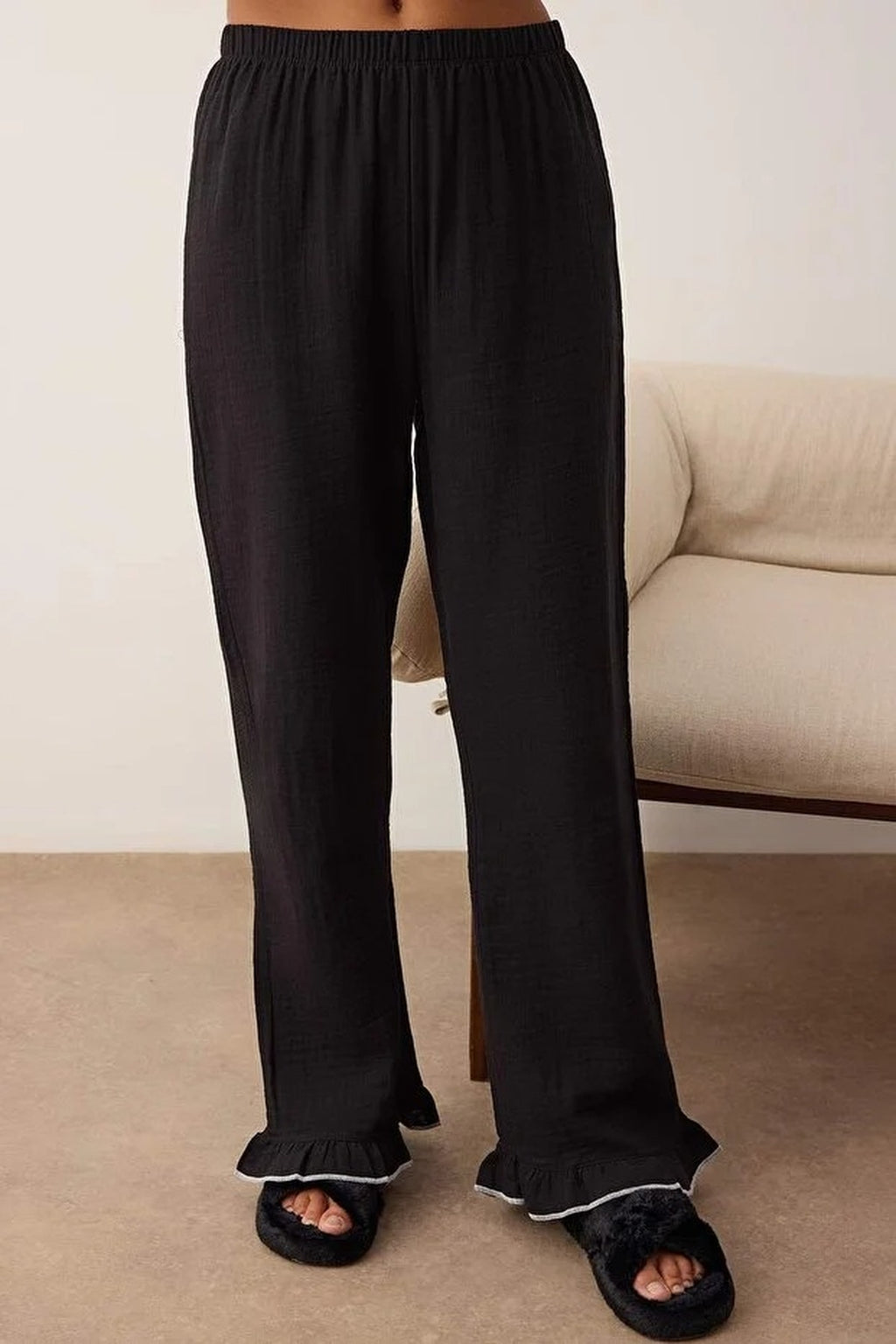 2-Piece 100% Cotton Muslin Pajama Set with Bow Closure