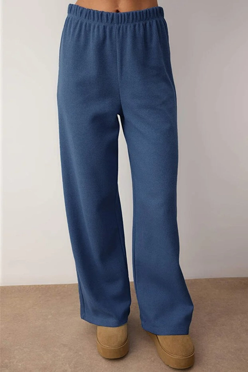 2-Piece Cotton Hooded Waffle Knit Pajama Set