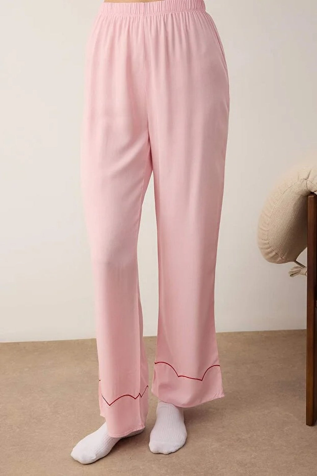 2-Piece Strawberry Embroidered Viscose Woven Pajama Set