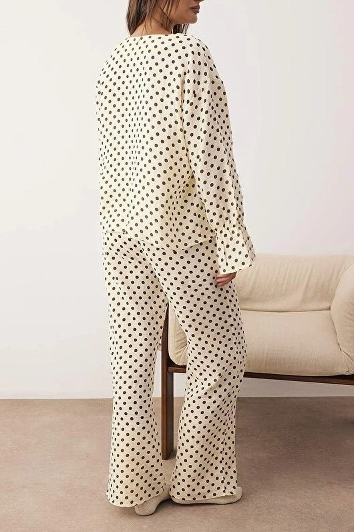 2-Piece 100% Cotton Polka Dot Muslin Woven Pajama Set