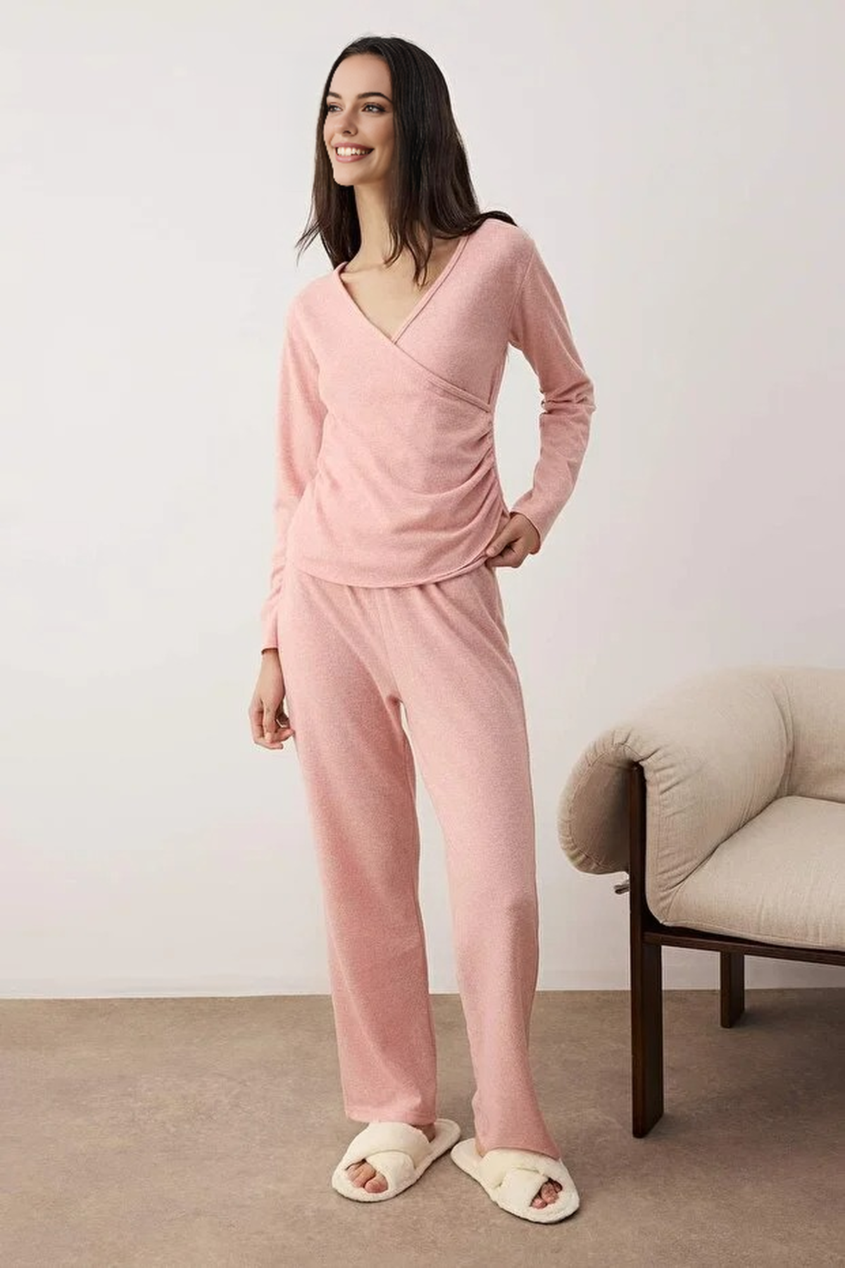 2-Piece Wrap-Around Soft Touch Winter Knitted Pajama Set