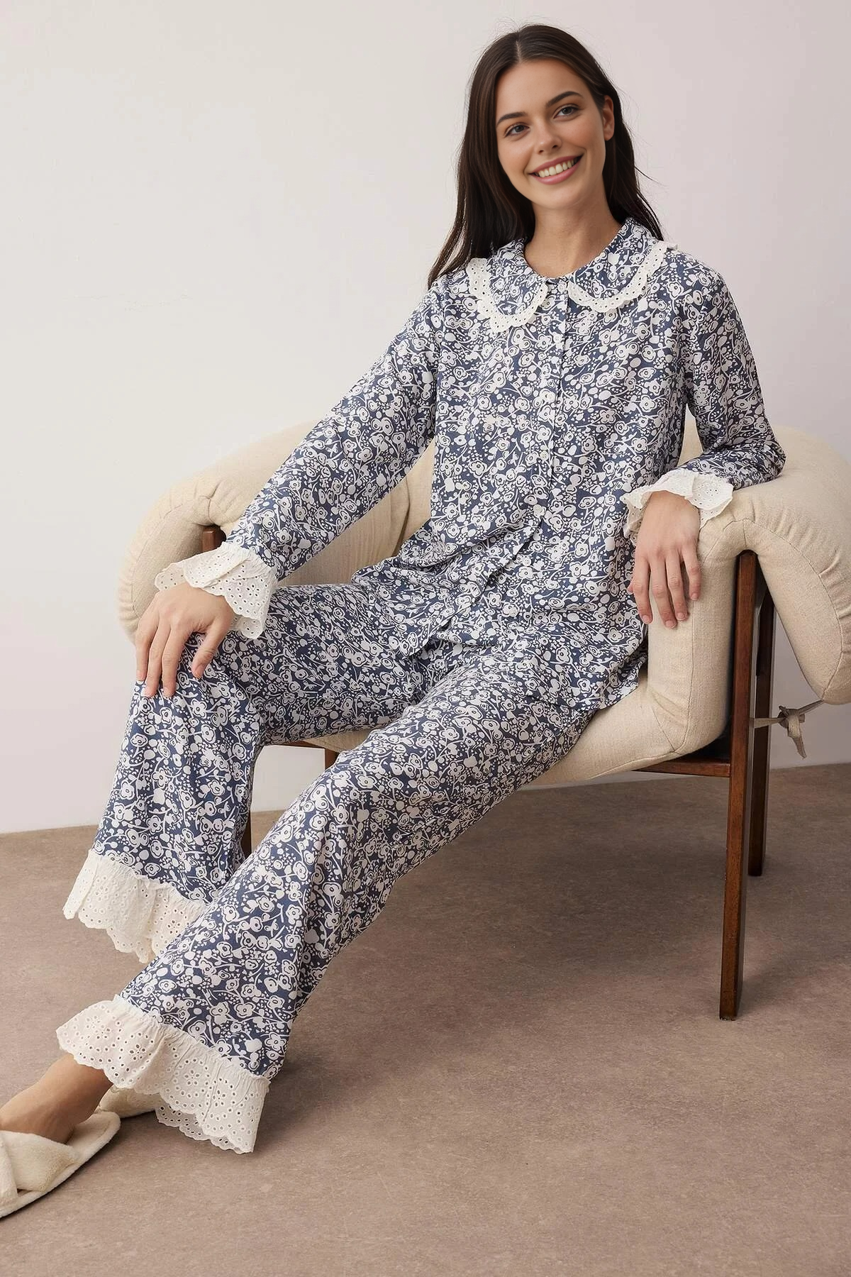 2-Piece Floral Viscose Woven Pajama Set
