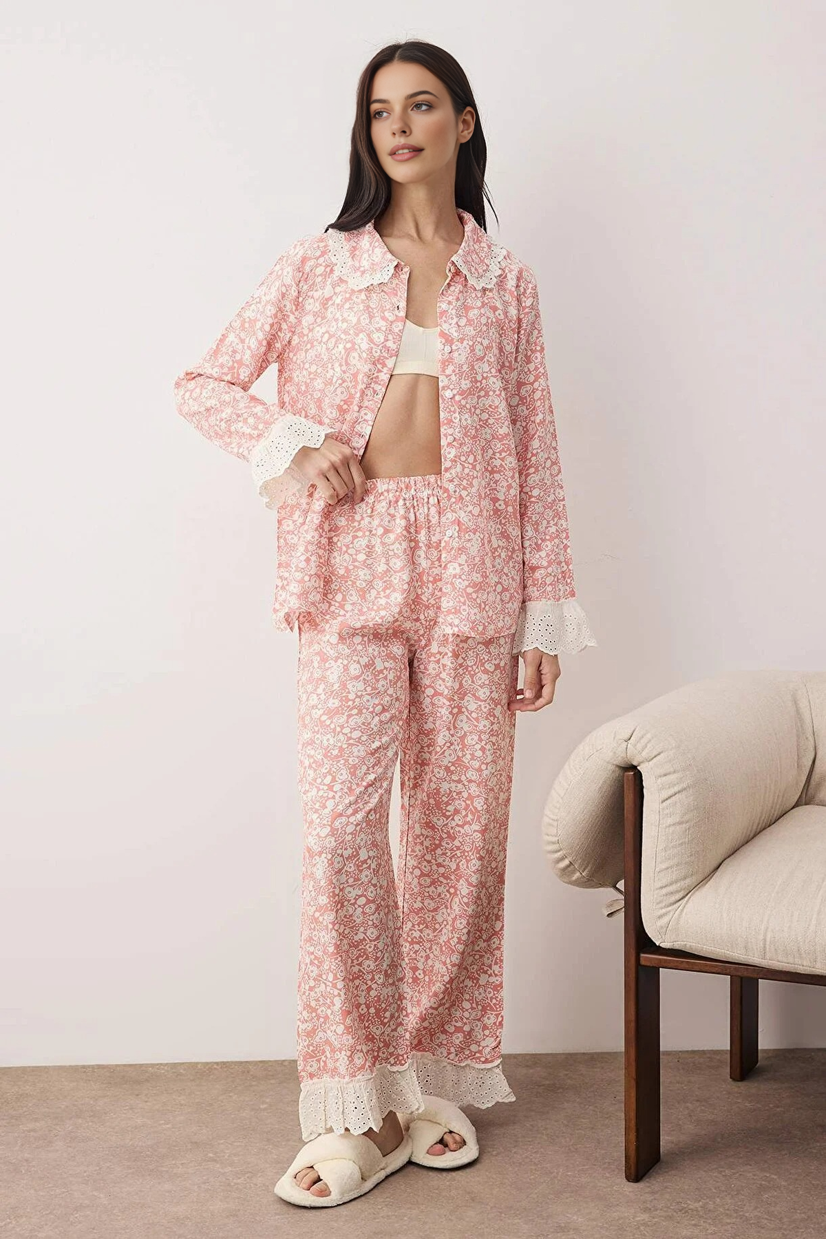 2-Piece Floral Viscose Woven Pajama Set