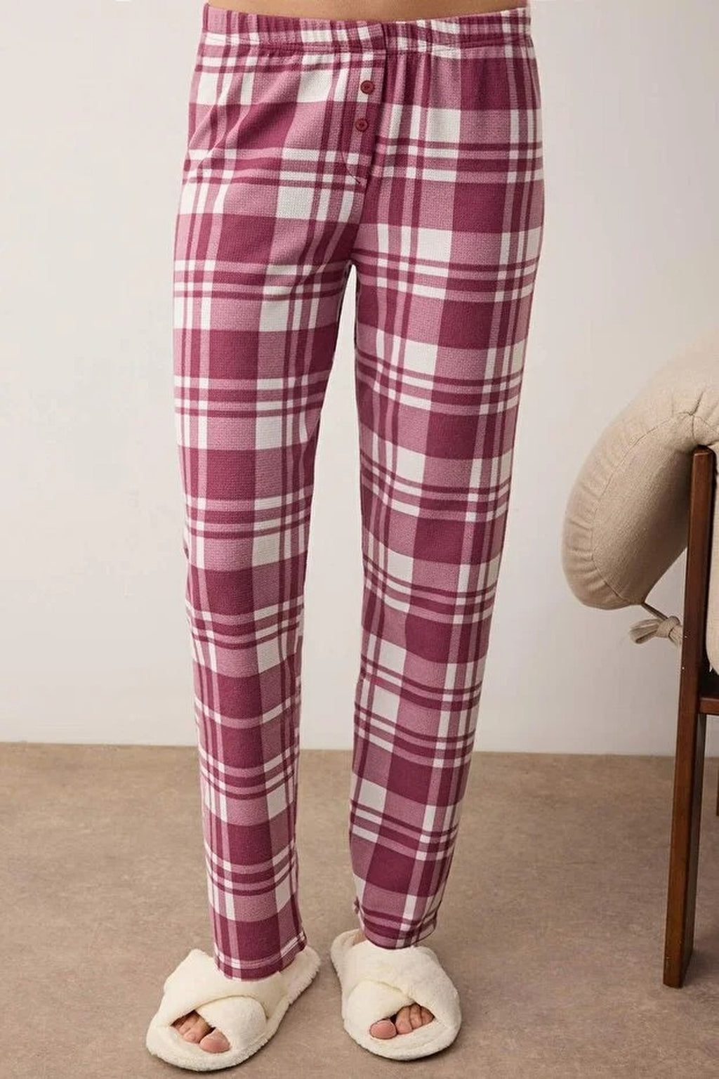 2-Piece Zippered Soft Winter Waffle Knit Pajama Set