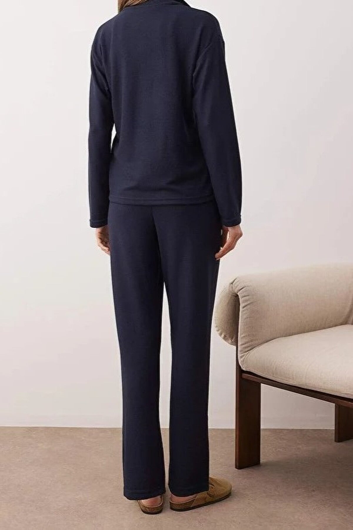 2-Piece Zippered Soft Winter Waffle Knit Pajama Set