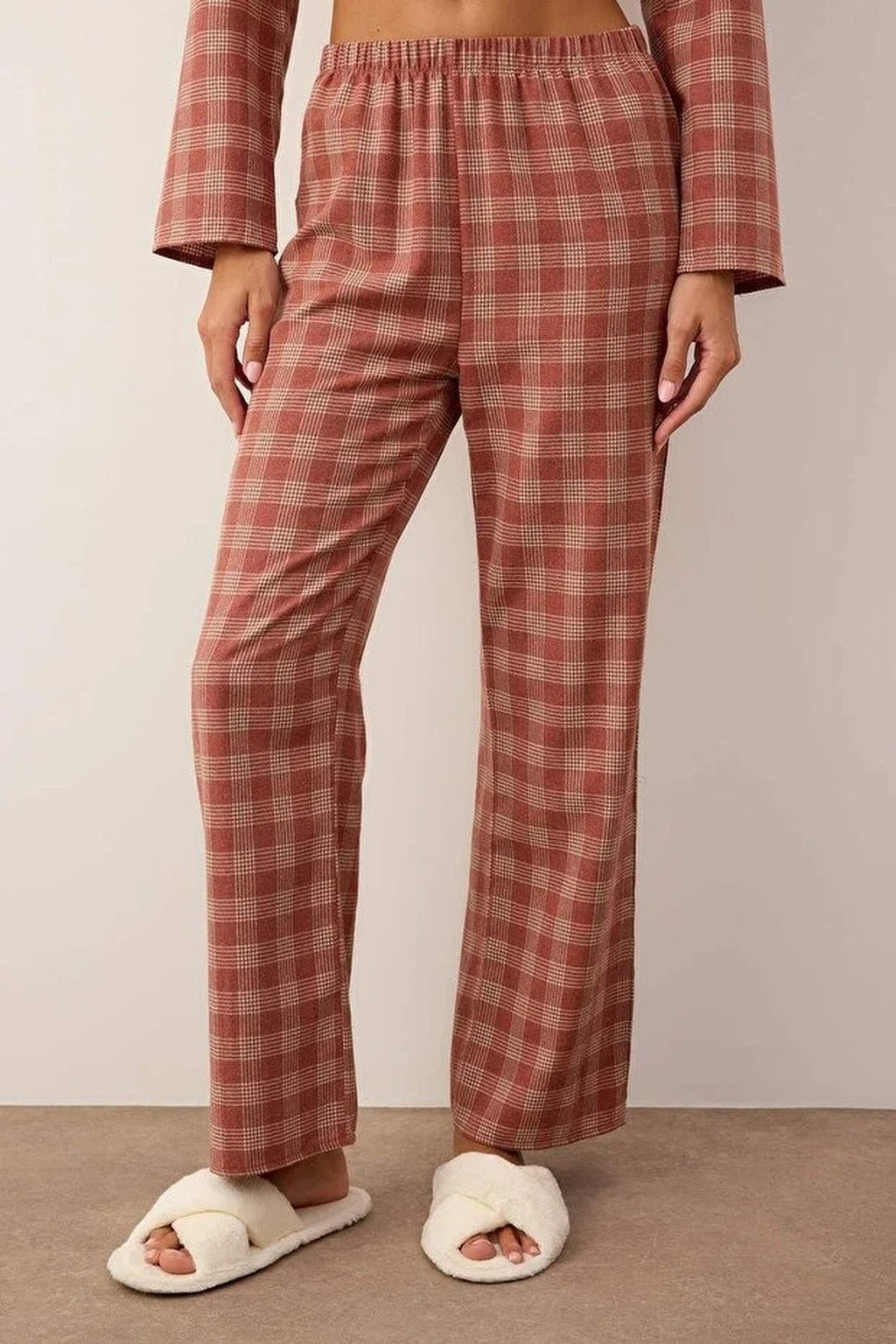 2-Piece Cotton Winter Plaid Flannel Woven Pajama Set