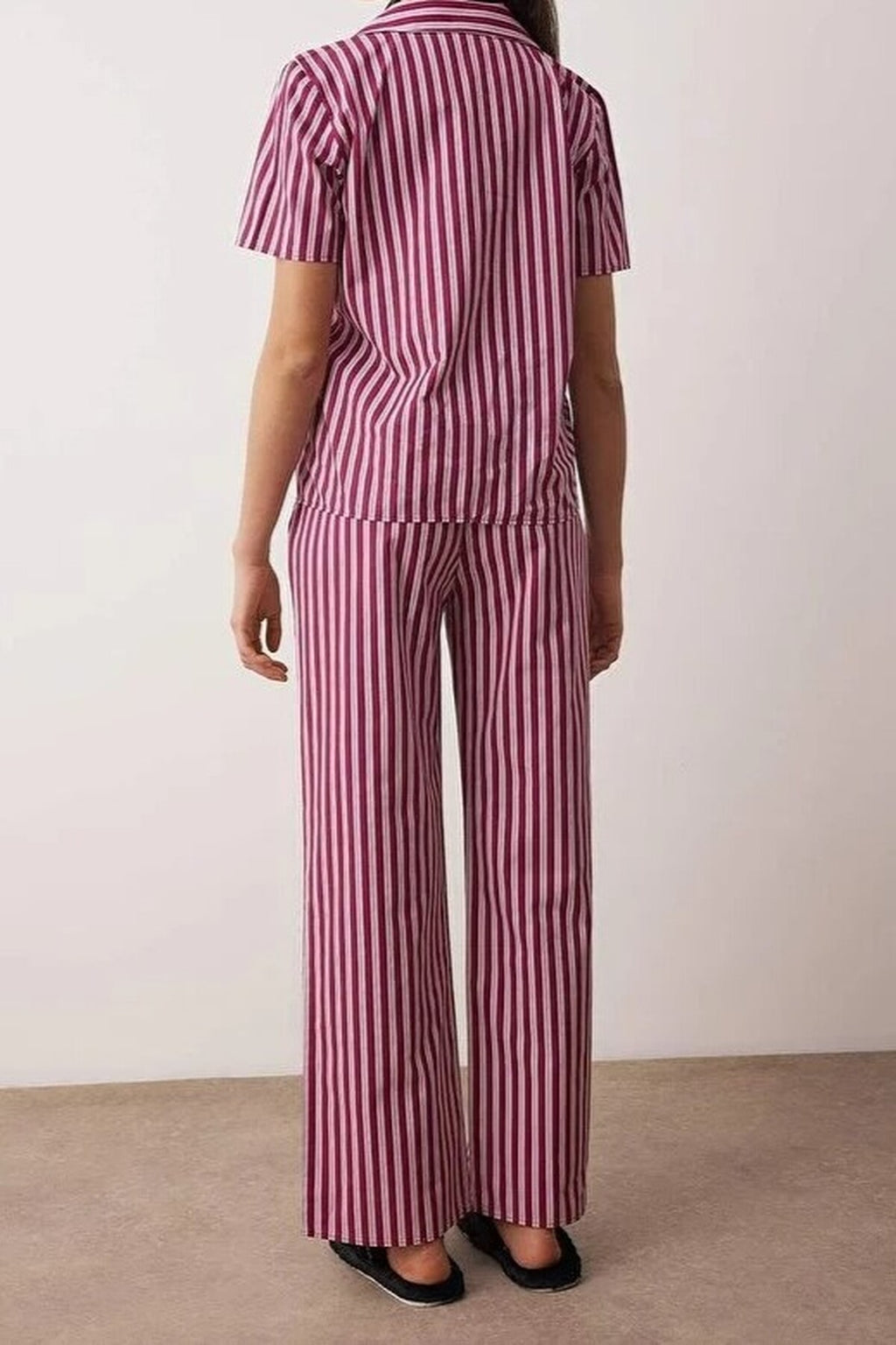 2-Piece 100% Cotton Striped Poplin Woven Pajama Set