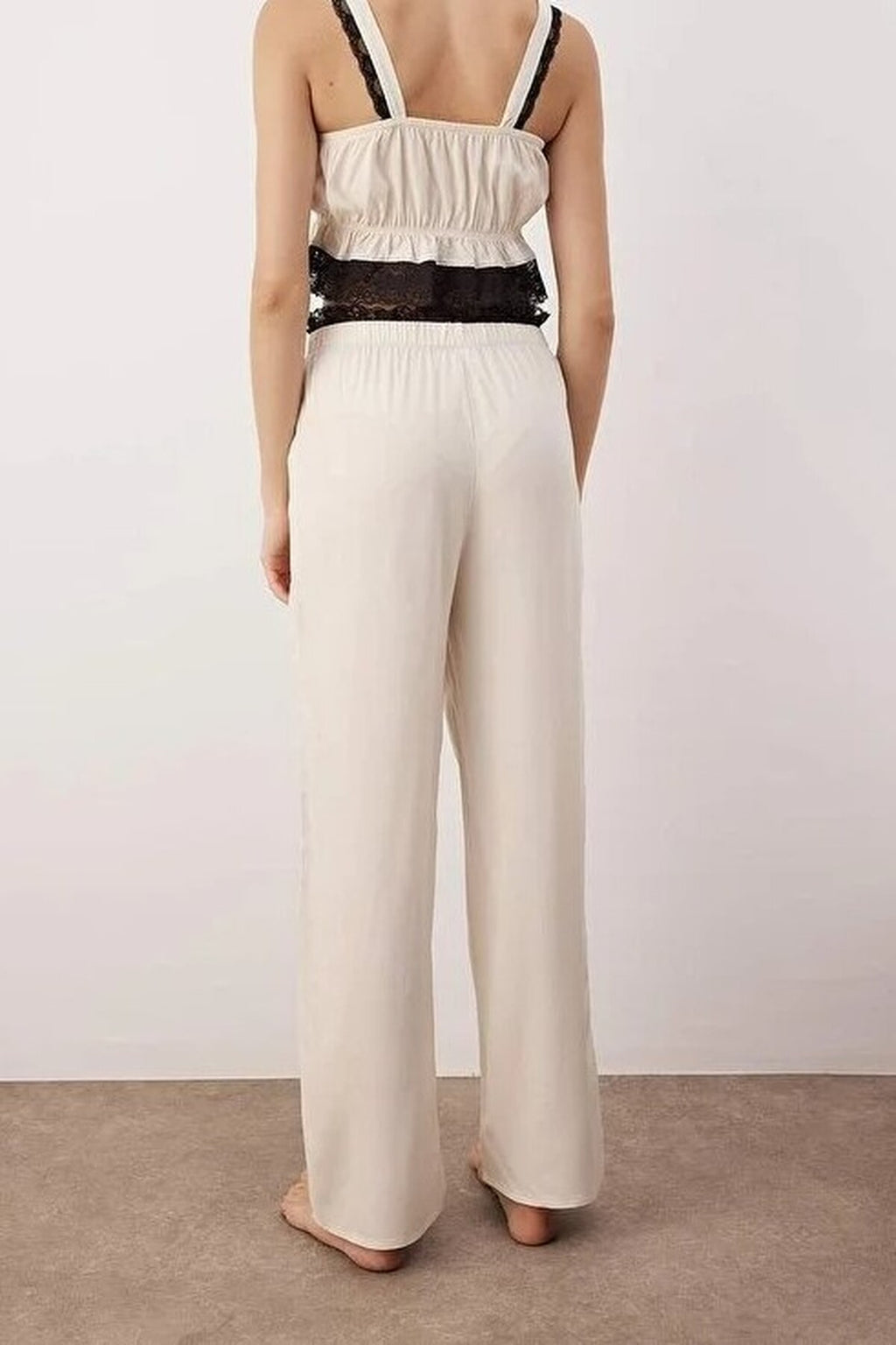 2-Piece Viscose Woven Pajama Set with Lace Details