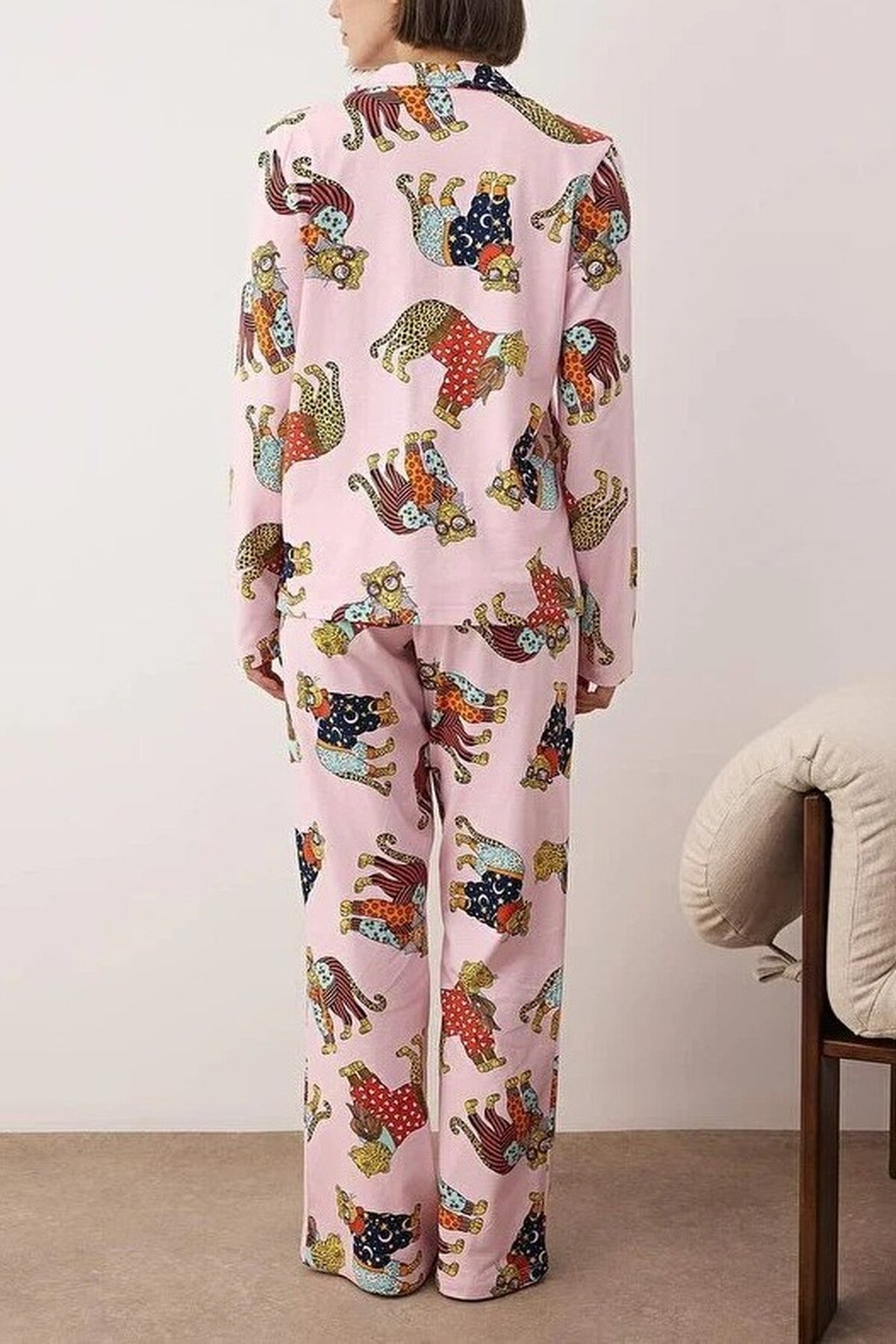 2-Piece 100% Cotton Tiger Print Knitted Pajama Set