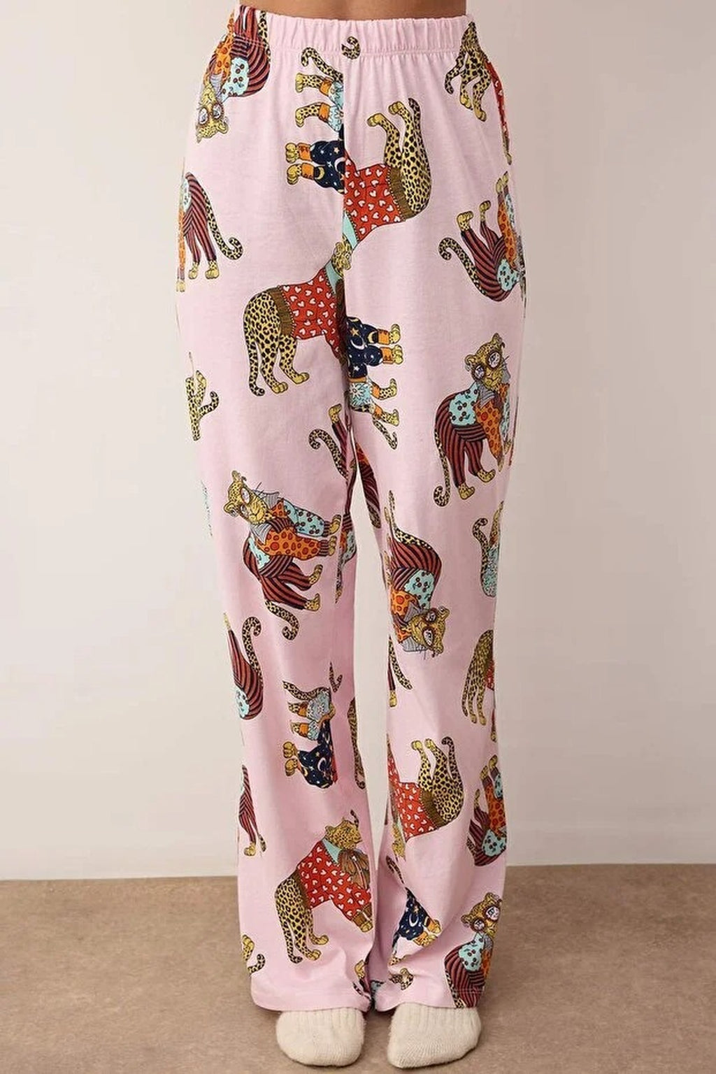 2-Piece 100% Cotton Tiger Print Knitted Pajama Set
