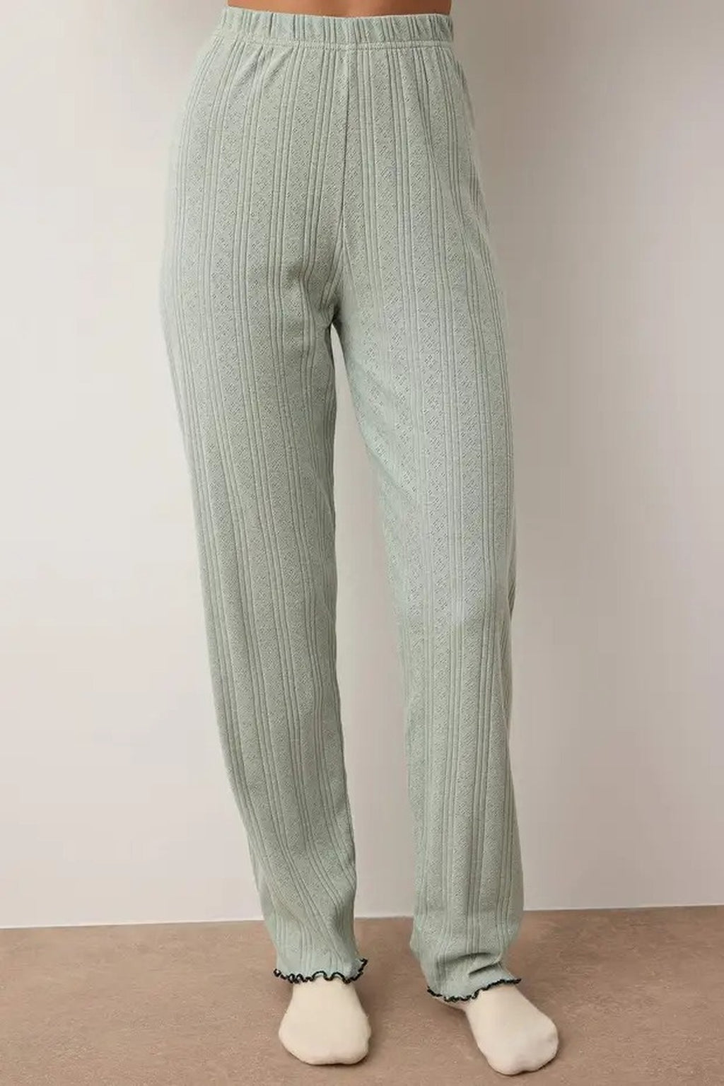 2-Piece Cardigan-Style Ribbed Baby Overlock Knitted Pajama Set