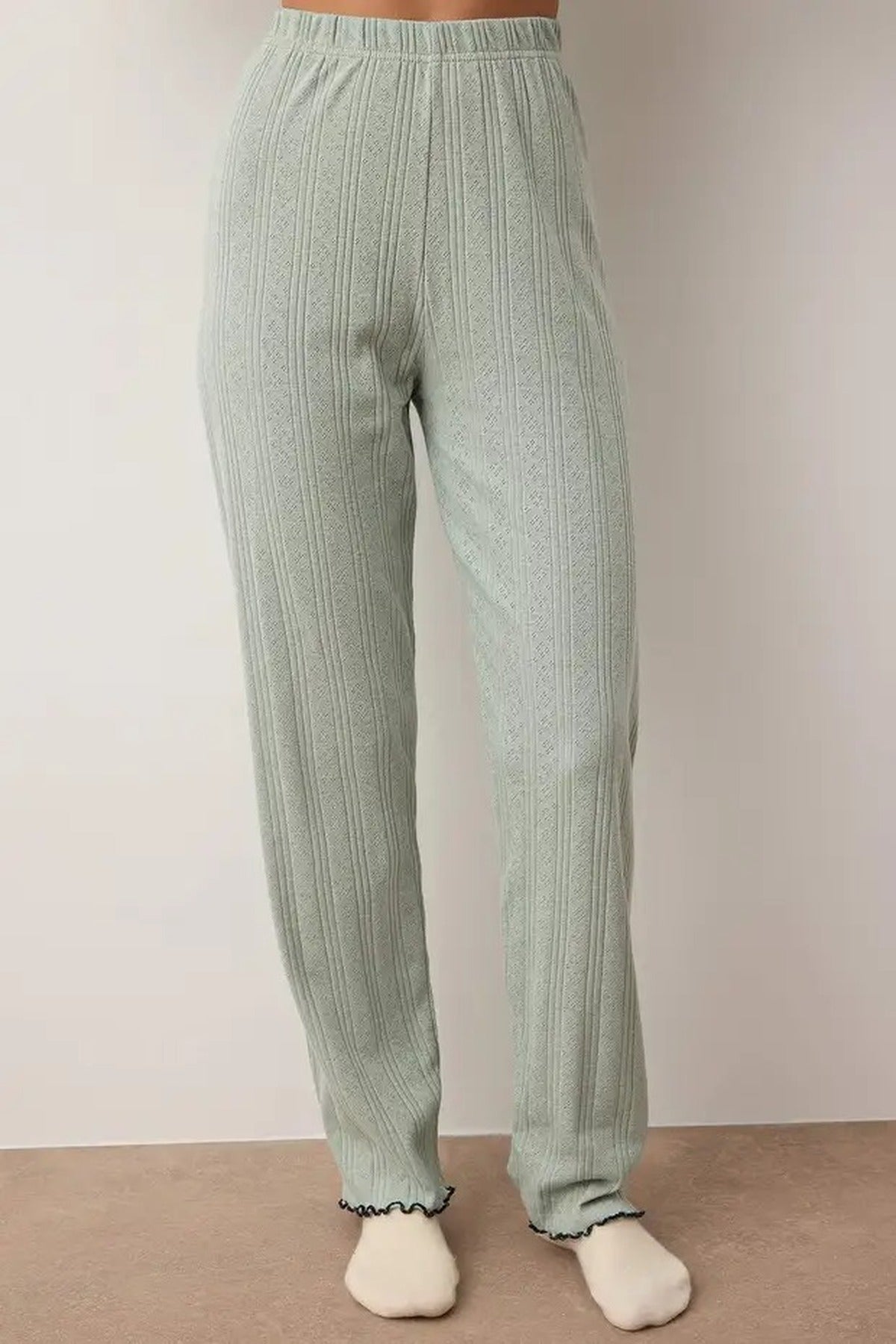 2-Piece Cardigan-Style Ribbed Baby Overlock Knitted Pajama Set