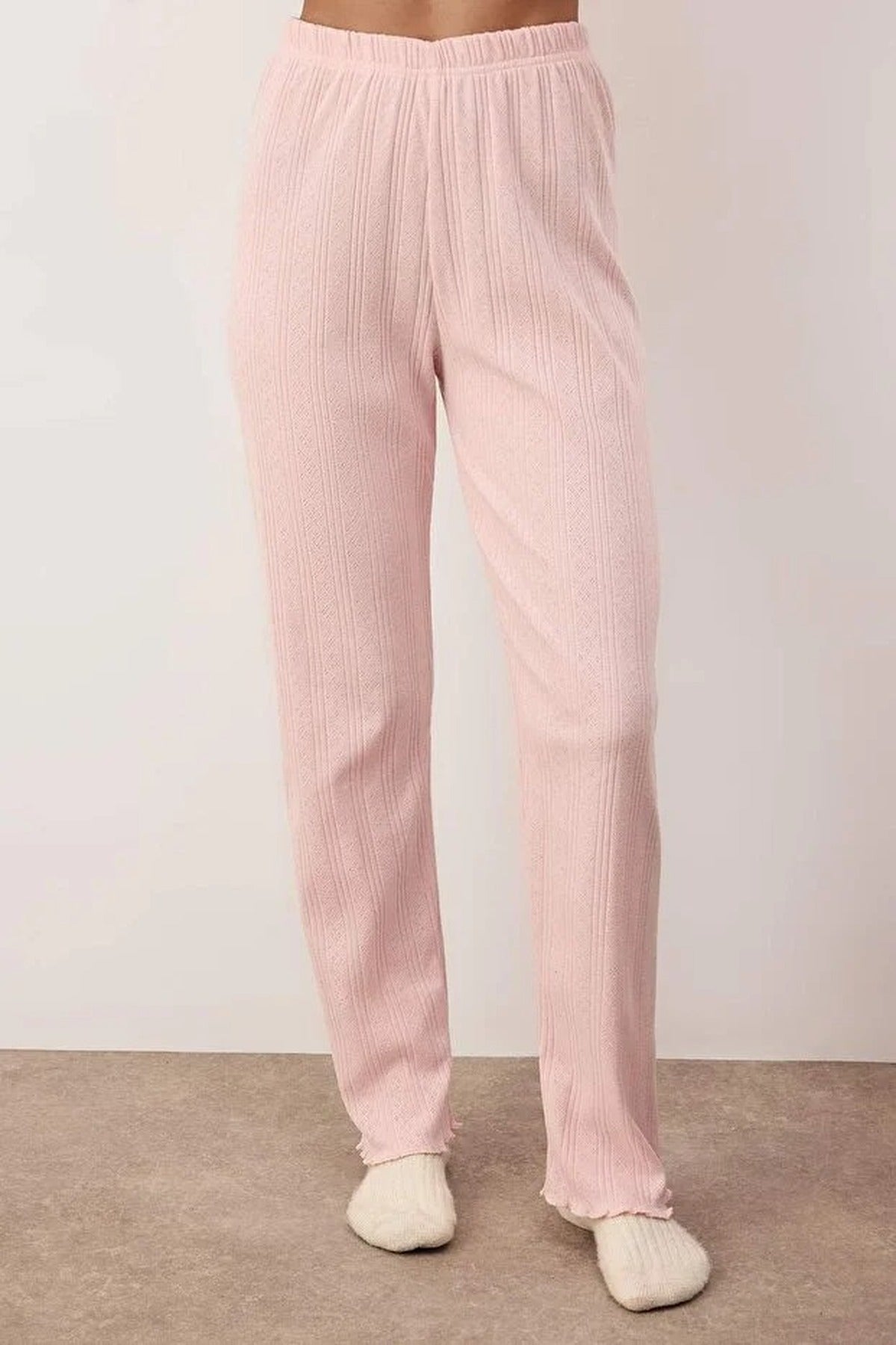 2-Piece Cardigan-Style Ribbed Baby Overlock Knitted Pajama Set