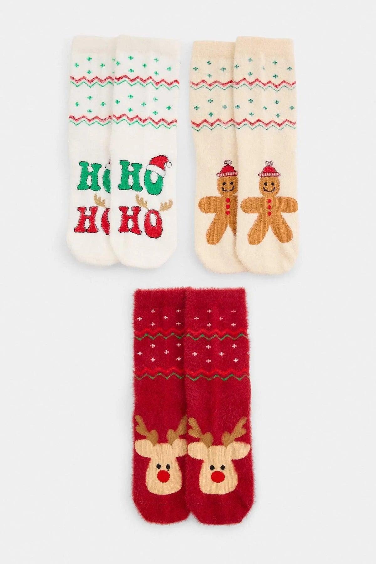 3 Pack Christmas Themed Jacquard Knit Socks