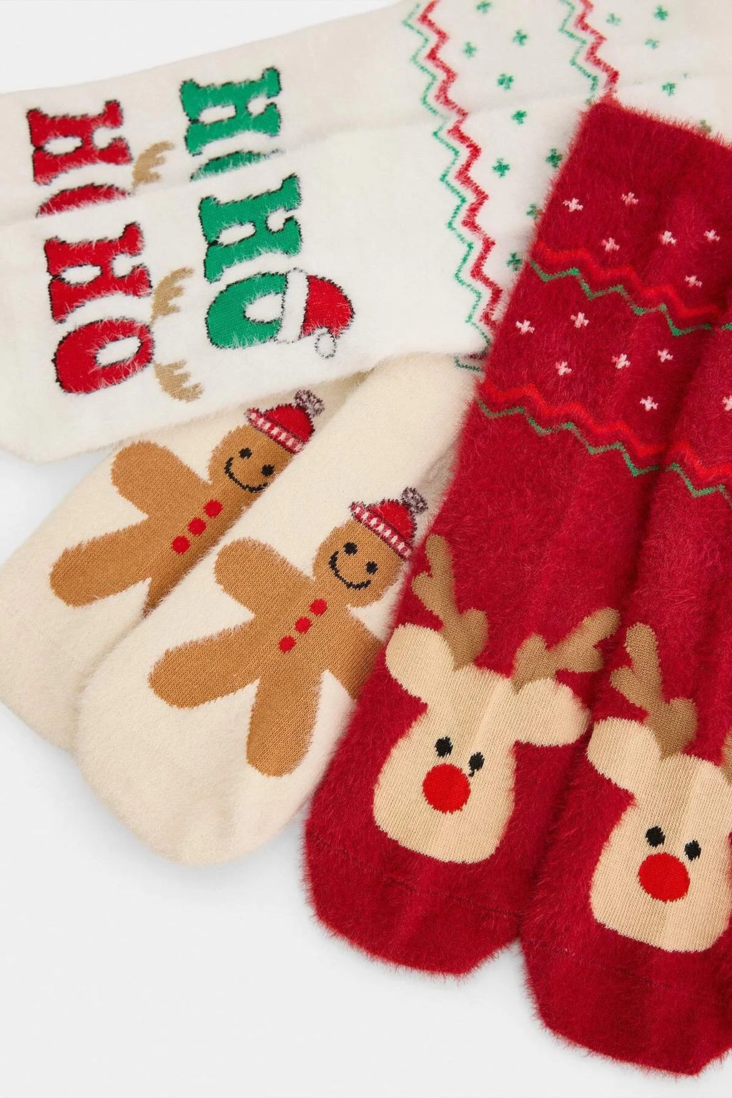 3 Pack Christmas Themed Jacquard Knit Socks