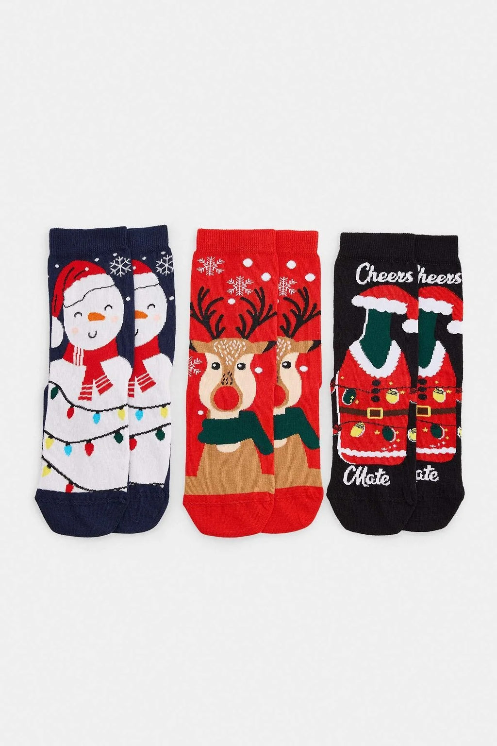 3 Pack Cotton Blend Christmas Jacquard Knit Socks