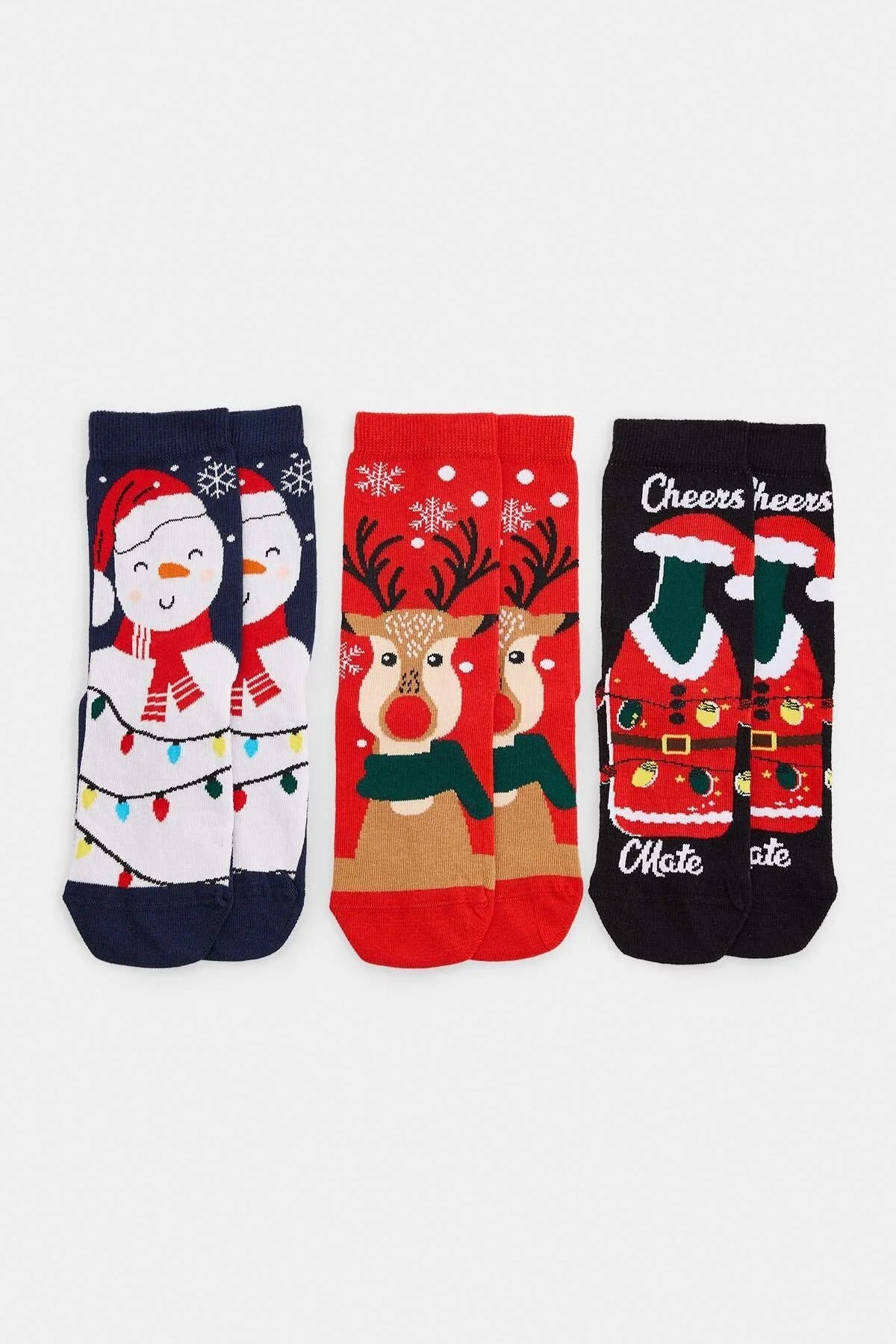 3 Pack Cotton Blend Christmas Jacquard Knit Socks