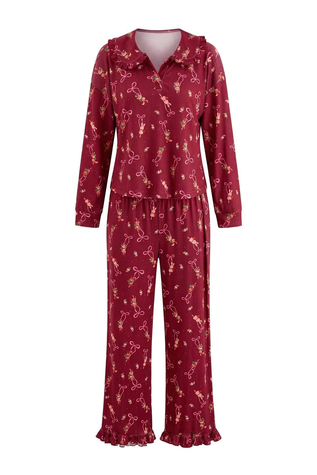 Baby Collar Frill Detail Long Sleeve Pyjama Set