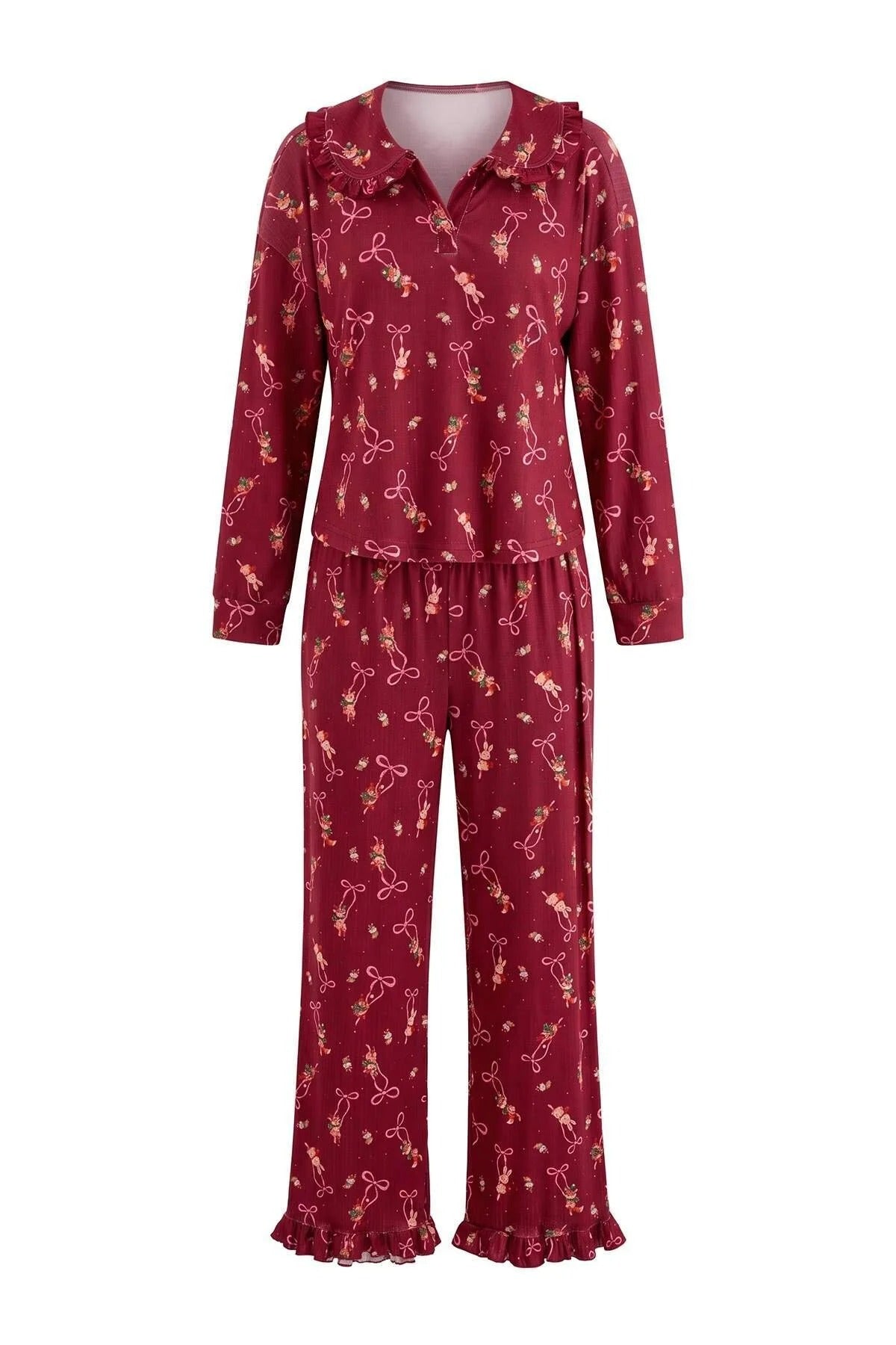 Baby Collar Frill Detail Long Sleeve Pyjama Set