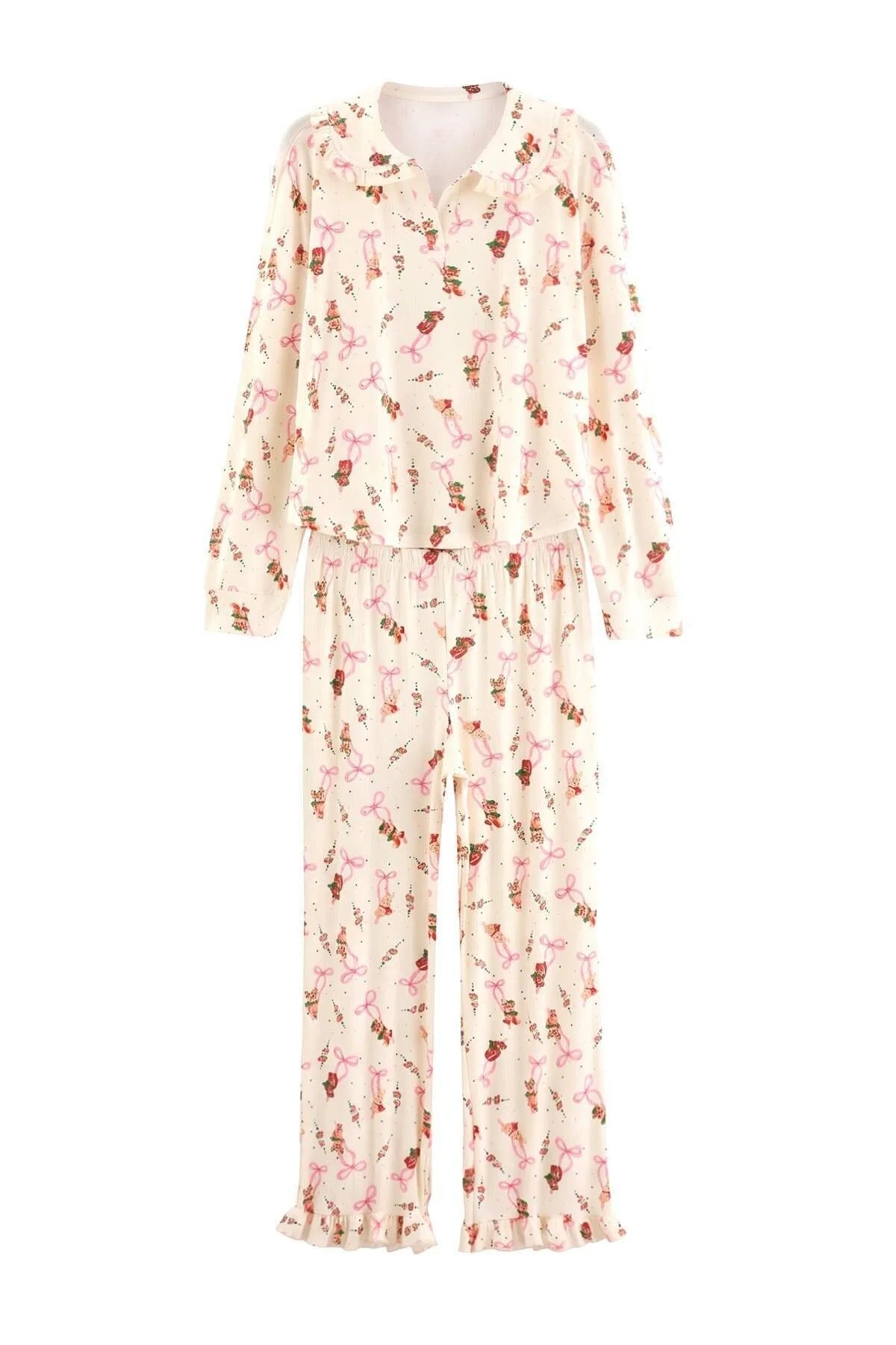 Baby Collar Frill Detail Long Sleeve Pyjama Set