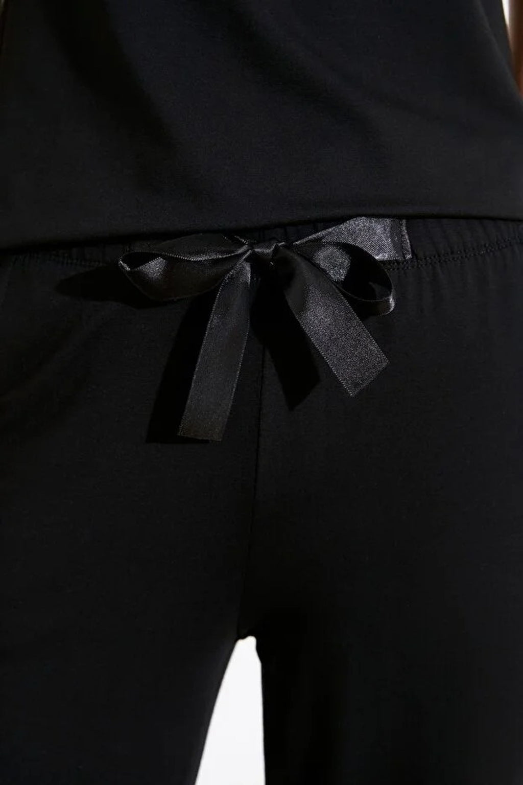 2-Piece Viscose Knit Pajama Set with Lace and Ribbon Details