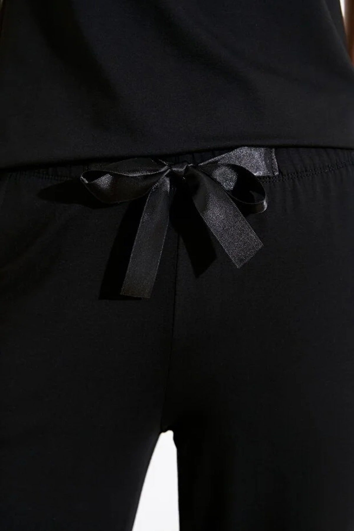 2-Piece Viscose Knit Pajama Set with Lace and Ribbon Details