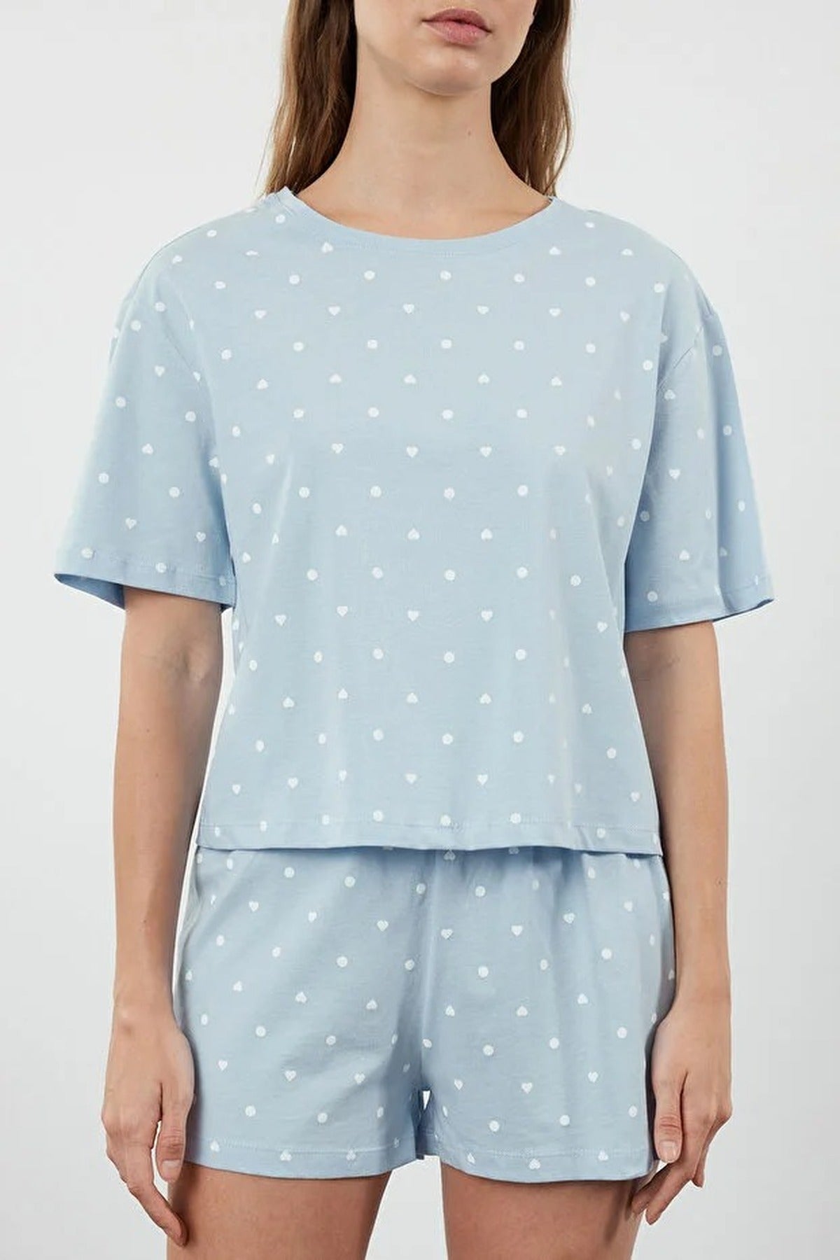 Polka Dot and Heart Print Short Pyjama Set