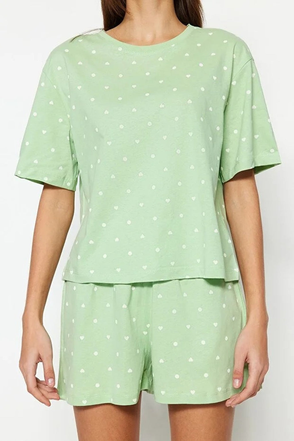 Polka Dot and Heart Print Short Pyjama Set
