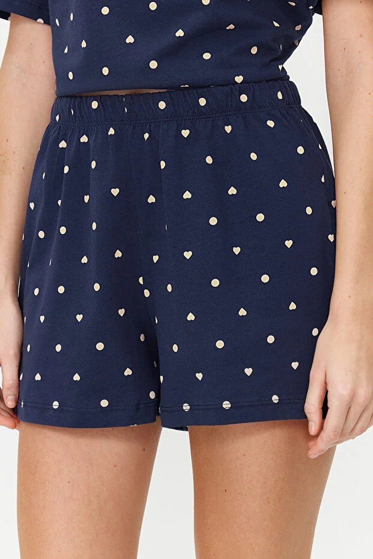 Polka Dot and Heart Print Short Pyjama Set