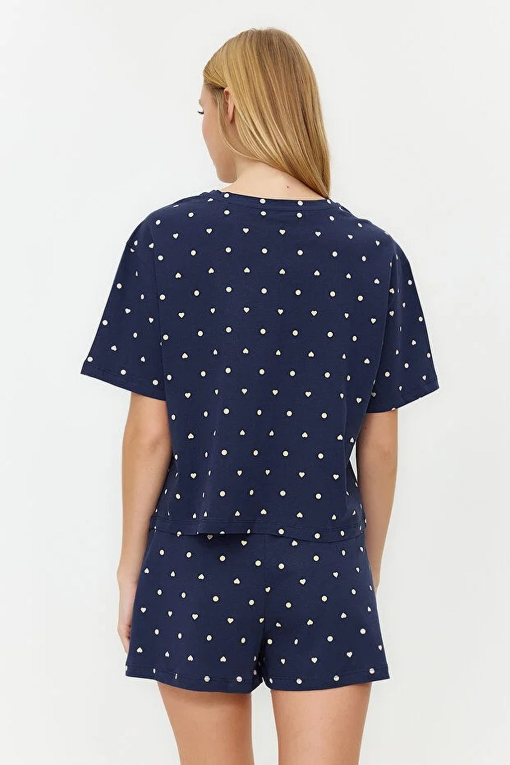 Polka Dot and Heart Print Short Pyjama Set