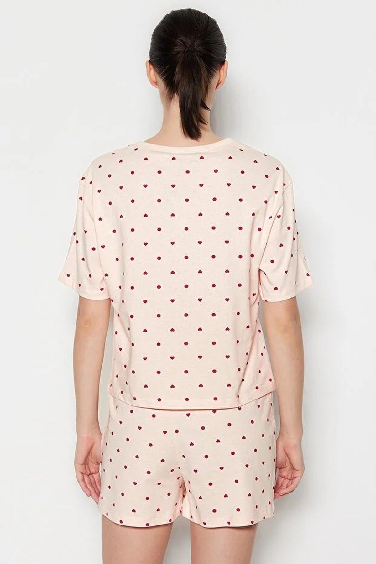 Polka Dot and Heart Print Short Pyjama Set