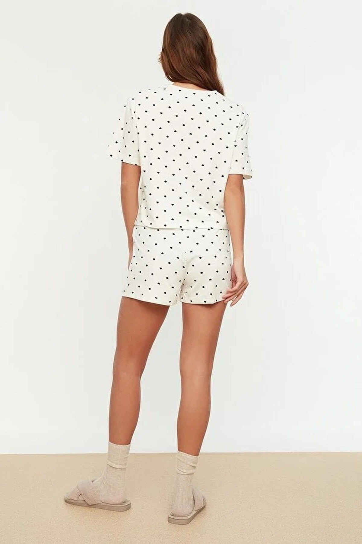 Polka Dot and Heart Print Short Pyjama Set