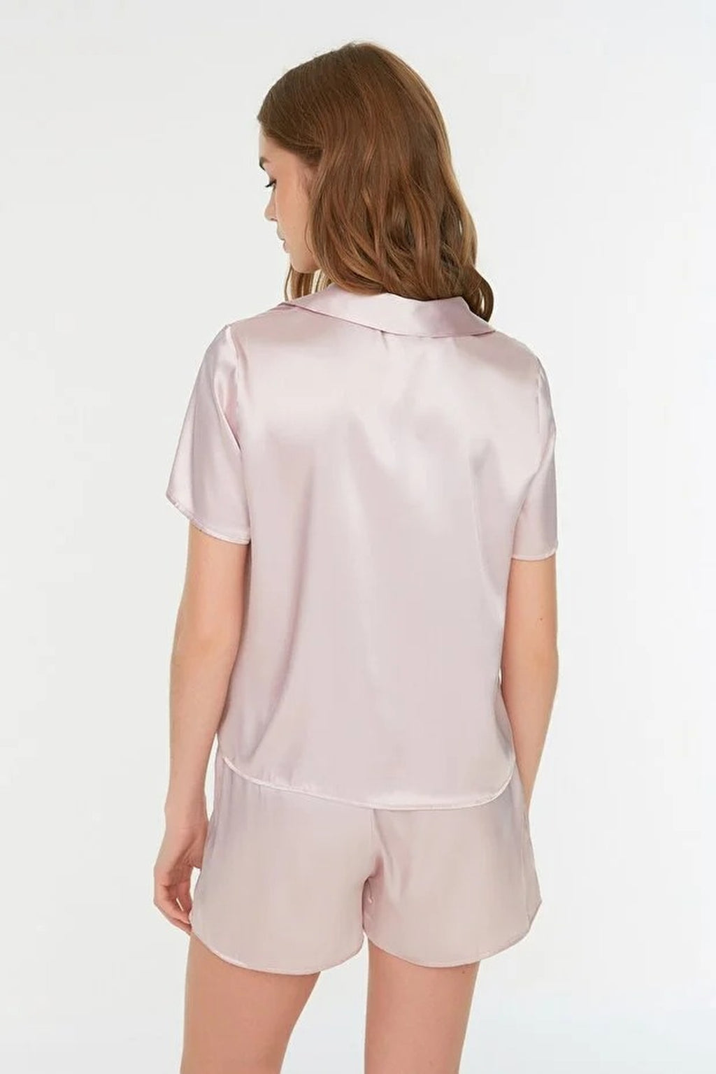 2-Piece Woven Satin Pajama Set with Strawberry and Slogan Embroidery