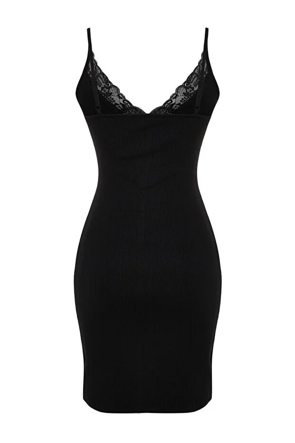 Cotton Lace Strappy Ribbed Knit Nightdress