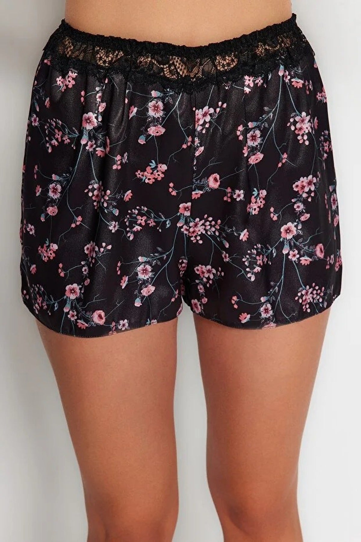 Floral Lace Trim Cami Top and Shorts Pyjama Set