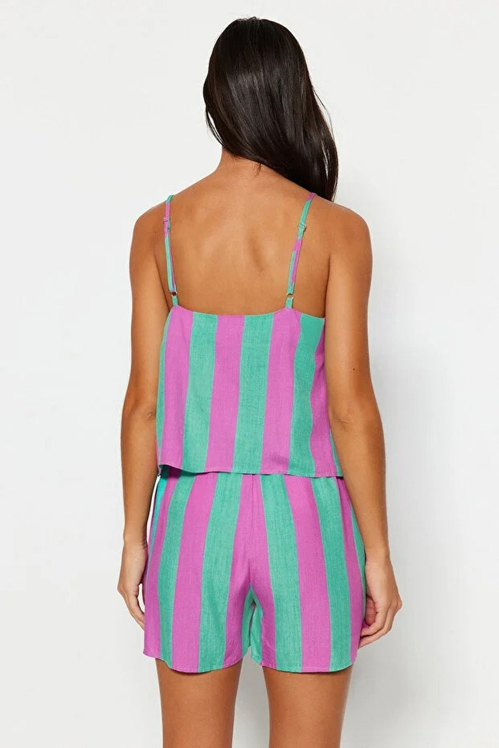 Striped Cami Strap Viscose Shorts Pyjama
