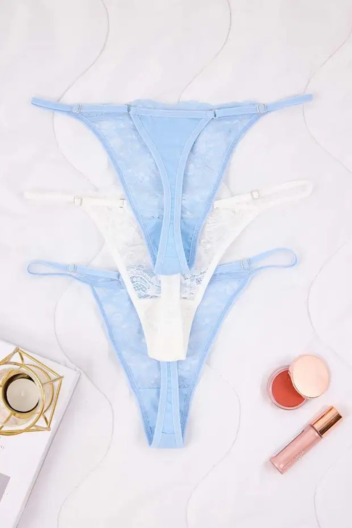 3-Pack Lace Thong Knitted Panties