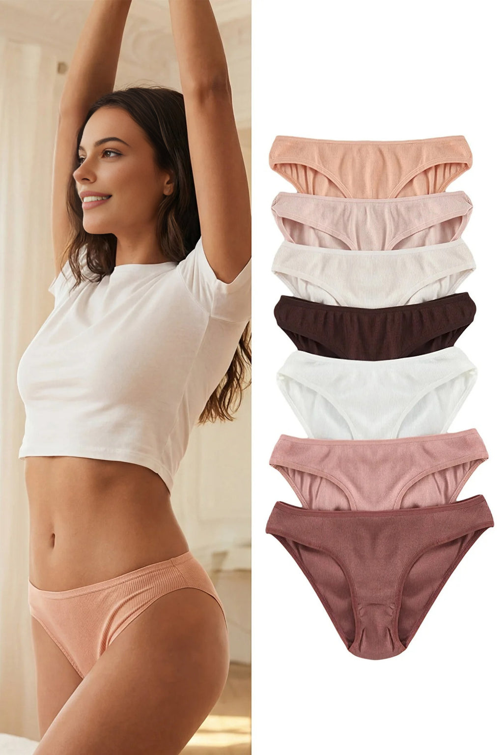 7-Pack Cotton Ribbed Classic Knit Panties