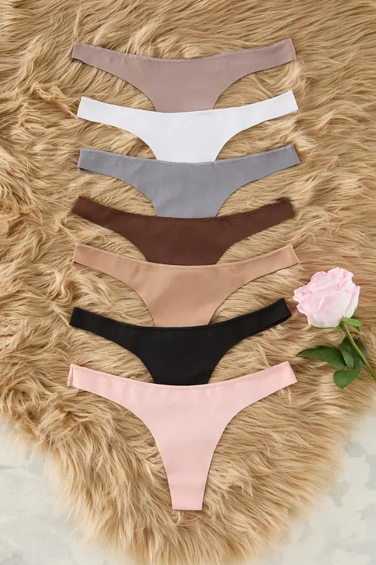 7-Pack Seamless Laser Cut Micro Thong Knitted Panties